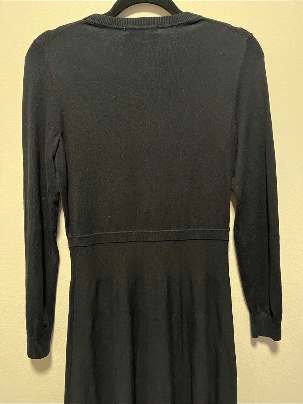 BODEN Knitted Fit and Flare Midi Dress, Long Sleeves, Black, Size - Picture 7 of 9
